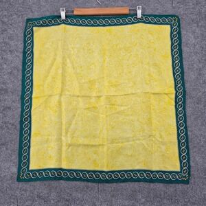 Robinson & Golluber Pretica Vintage Yellow Teal Floral Lace Square Scarf 26x26